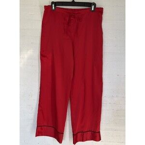 Natori Silky Red Pajama Lounge Pants Drawstring S Luxury Festive Street Style